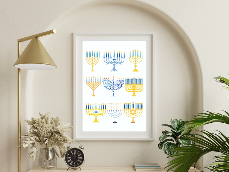Jewish Art Menorah Candles Art Menorah Print Menorah Poster - Etsy