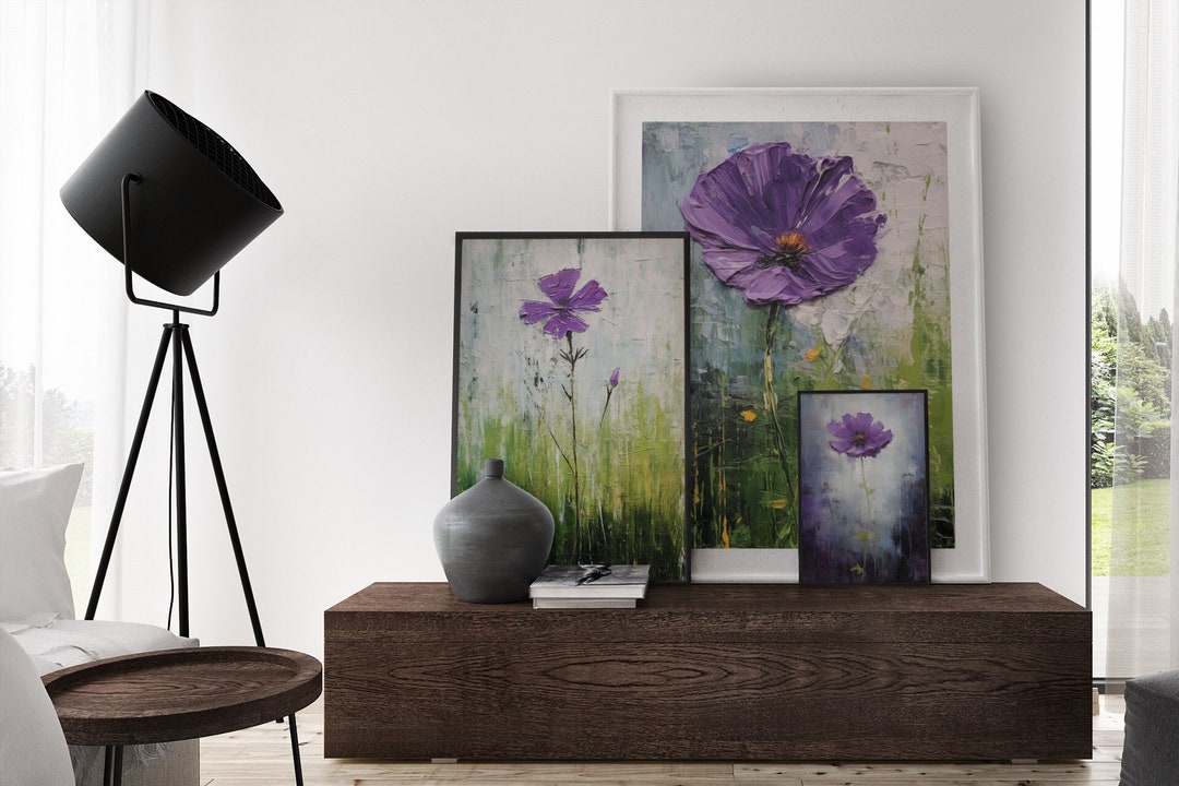 Purple Flower Wall Art Purple Flower Digital Wall Art Print Etsy
