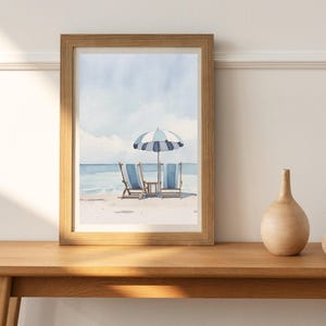 Coastal Design Poster Beach Themed Wall Art Digital Download Printable Nautical Room Decoration Retro Style Surf Aesthetic Watercolor Art Print Tropical Beach House Display Ocean Inspired Artwork Instant Download Home Styling Multiple Sizes