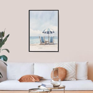 Watercolor Beach Art Print Digital Download Tropical Room Decoration Nautical Theme Wall Display Coastal Design Poster Retro Style Surf Aesthetic Printable Artwork Beach House Styling Ocean Inspired Collection Instant Download Multiple