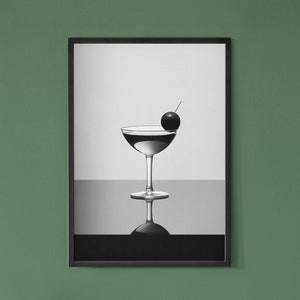 Bar Cart Black and White Wall Art Cocktail Digital Download Art Bar Cart Wall Art Print Cocktail Art Print Black and White Coupe Glass Art