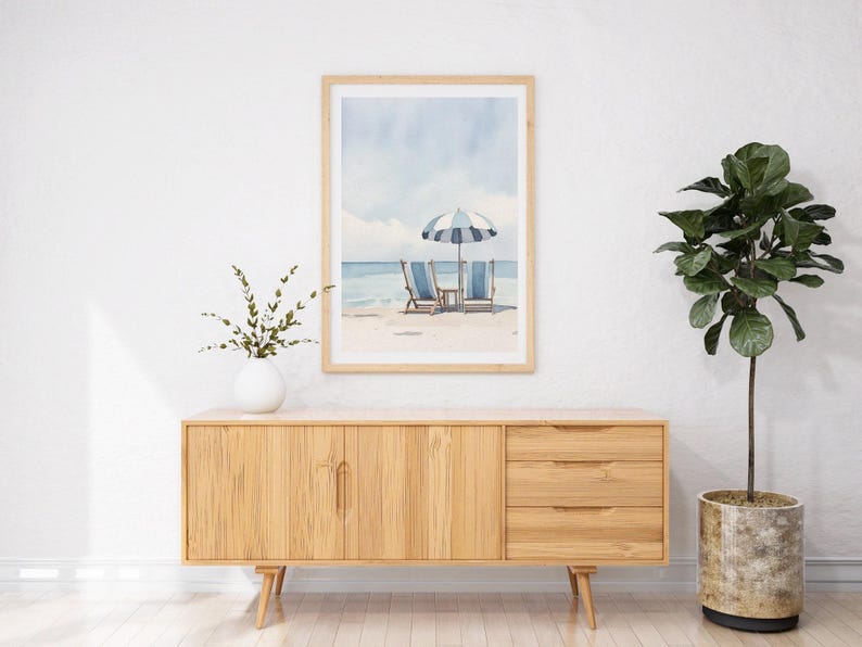 Impressão de arte de parede de praia, download de arte digital, pôster de design costeiro, estilo retrô, decoração de surf, casa, aquarela, sala tropical, náutica imagem 7