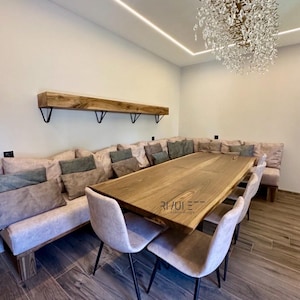 Live Edge Oak / Walnut Wood Dining / Conference Table - Sustainable Elegance
