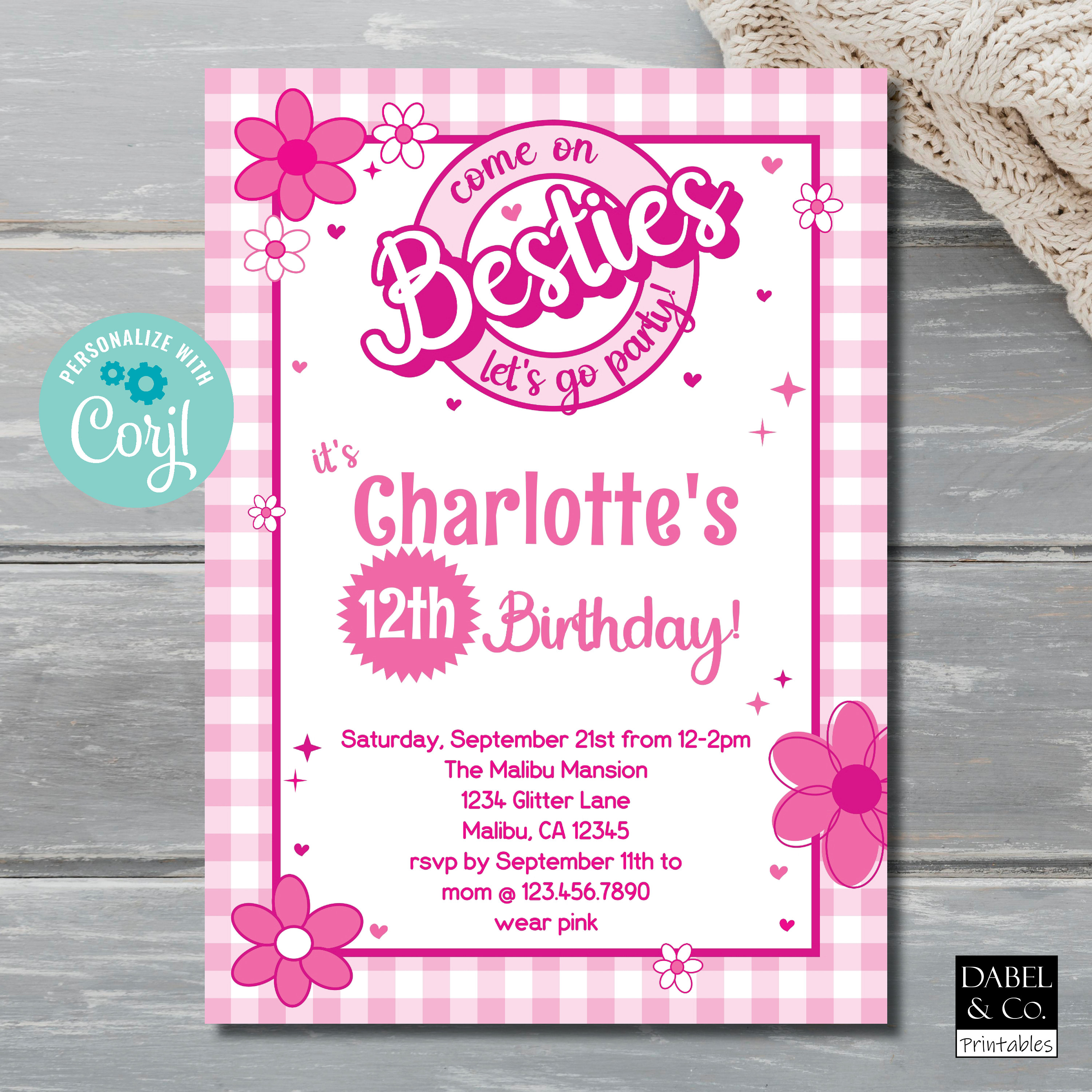 Doll Birthday Invitation, Doll Birthday Party Editable Template, Come ...