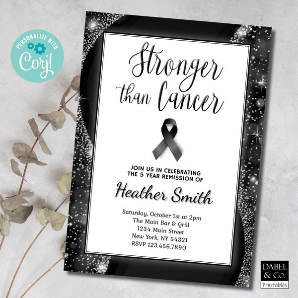 Cancer Remission Celebration, Goodbye Cancer Party, Instant Download, Cancer Survivor Party, Breast Cancer, Stronger than Cancer