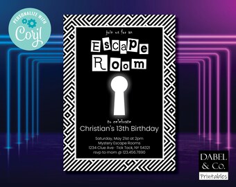 Escape Room Einladung, Escape Room Geburtstagseinladung, bearbeitbare Vorlage, Mystery Party, Sofort Download, Escape Room Party, Challenge