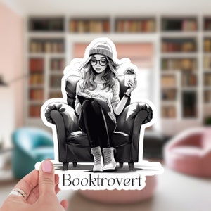 Cozy Booktrovert Bookish Sticker, Booktok Sticker, Reading Journal Stickers, Book Lover Stickers, Bookworm Gift, Reading Cart Sticker,