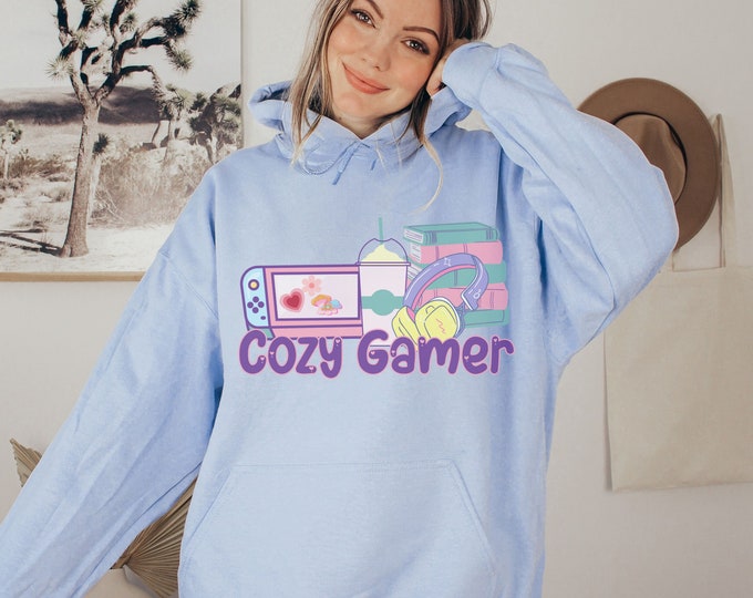 Cozy Gamer Unisex Hooded Sweatshirt, Cozy Gaming Girl, Video Game Merch, Cozy Gamer Aesthetic Hoodie, Gaming Gifted, Gamer Accessories