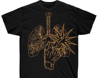 Lungs shirt - Hand painted bleached shirt - Teeth tshirt - Wolf design shirt - Hand design - Alt,goth, grunge shirt