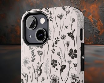 Funda floral monocromática para iPhone: elegante diseño botánico