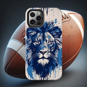 Gritty Blue Lion Football Splatter Art iPhone Case