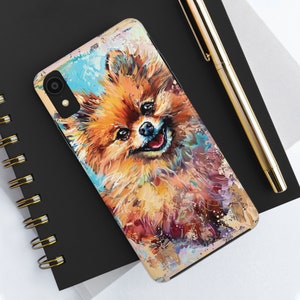 Vibrant Pomeranian Bliss Phone Case - Colorful Dog Portrait Design - Artistic Protective Cover for Pet Lovers