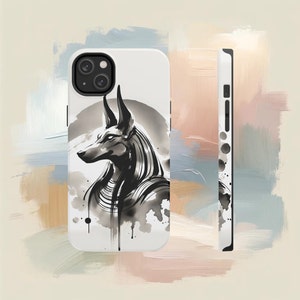 Ink Wash Anubis-Inspired Egyptian God Mythology Cell Phone Case