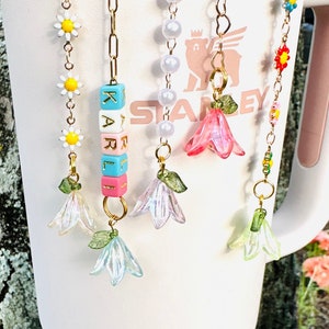 Stanley Handle Charm Stanley Charm Stanley Jewelry Floral Tumbler Accessories Stanley Cup Accessories Tumbler Charm Mothers Day Stanley Cup