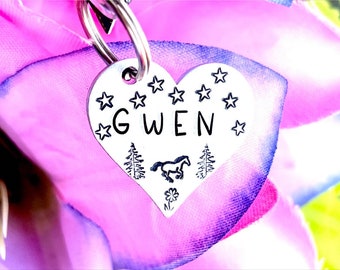 Horse ID Tag Horse Gifts Horse Halter Tag Horse Owner Gift Horse Bridal Tag Horse Halter Name Plate Horse Bridle Charm Hand Stamped Tag