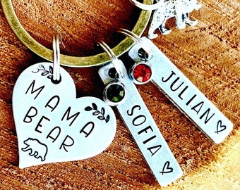 Mama Bear - Mom Gift - Mothers Day Gift - Mama Gift- MOM - Mom Keychain - Mom Keychain With Kids Names - Personalized Mom Gift - Mothers Day