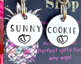 Hand Stamped Horse ID Tag: Halter/Bridle Charm with Horse Head Heart
