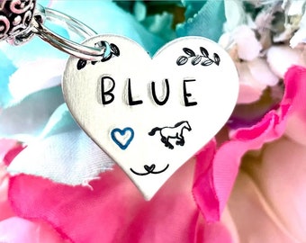 Hand Stamped Horse ID Tag: Aluminum Heart Halter/Bridle Charm