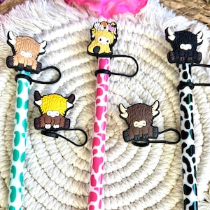Highland Cow Straw Topper Cow Straw Topper For Stanley Cow Stanley Topper Cow Highland Cow Tumbler Accessories Cow Stanley Cup Accessories