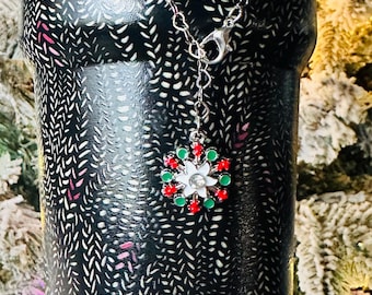 Dije de vaso con copo de nieve navideño, accesorios de la Copa Stanley