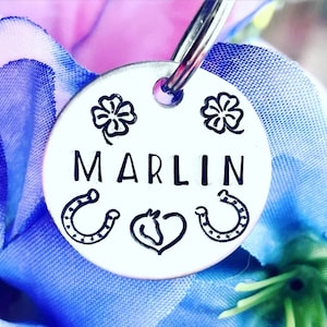 Horse ID Tag Horse Gifts Horse Halter Tag Horse Owner Gift Horse Bridal Tag Horse Halter Name Plate Horse Bridle Charm Hand Stamped Tag
