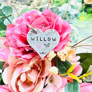 Hand Stamped Horse ID Tag - Personalized Heart Halter Name Plate image 3