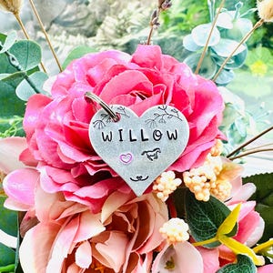 Hand Stamped Horse ID Tag - Personalized Heart Halter Name Plate image 5