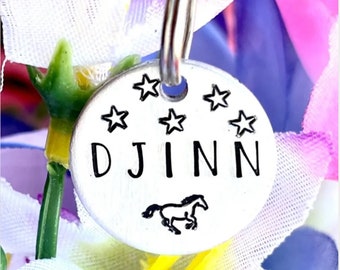 Horse ID Tag Horse Gifts Horse Halter Tag Horse Owner Gift Horse Bridal Tag Horse Halter Name Plate Horse Bridle Charm Hand Stamped Tag