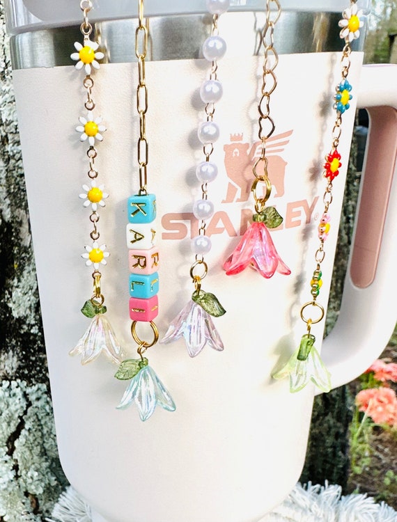 Rose Initial Charm For Stanley Cup,Mini Rose Tumbler