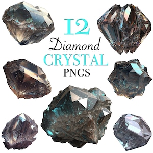 Diamond crystal clipart PNG files for instant download  realistic diamond sticker design commercial use diamond gemstone digital files