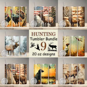 Hunting tumbler wrap MEGA bundle for 20oz skinny tumblers, Big game sublimation tumblers, Hunting tumbler wraps for sublimation