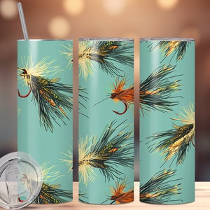 Fliegenfischen Flies Becher wickeln für 20 Unzen dünne Becher, Angeln Sublimationsbecher, Angeln Köder Becher Wrap Vorlage für Sublimation