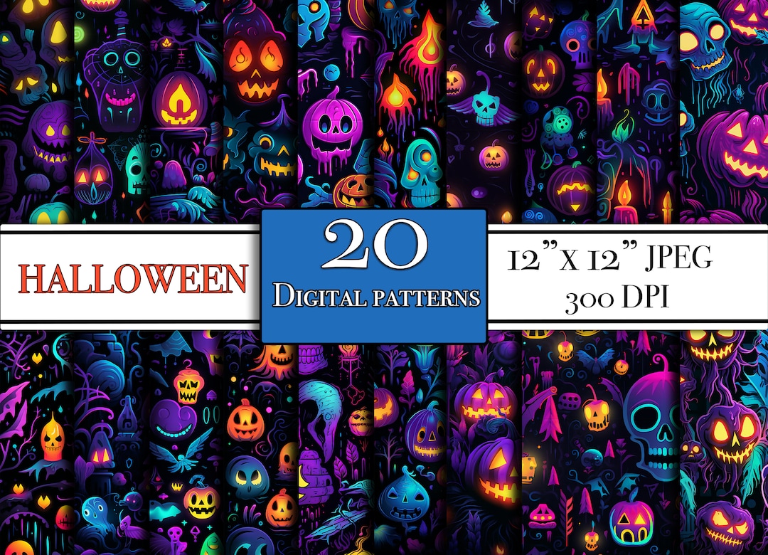 Halloween Digital Paper Bundle 20 Repeating Halloween Digital - Etsy