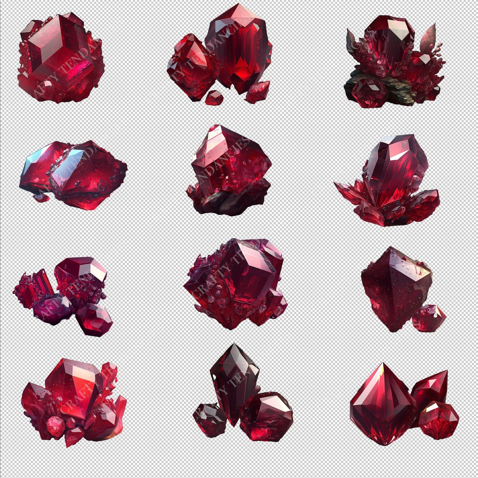 Ruby Crystal Clipart PNG Files for Instant Download Realistic Ruby ...