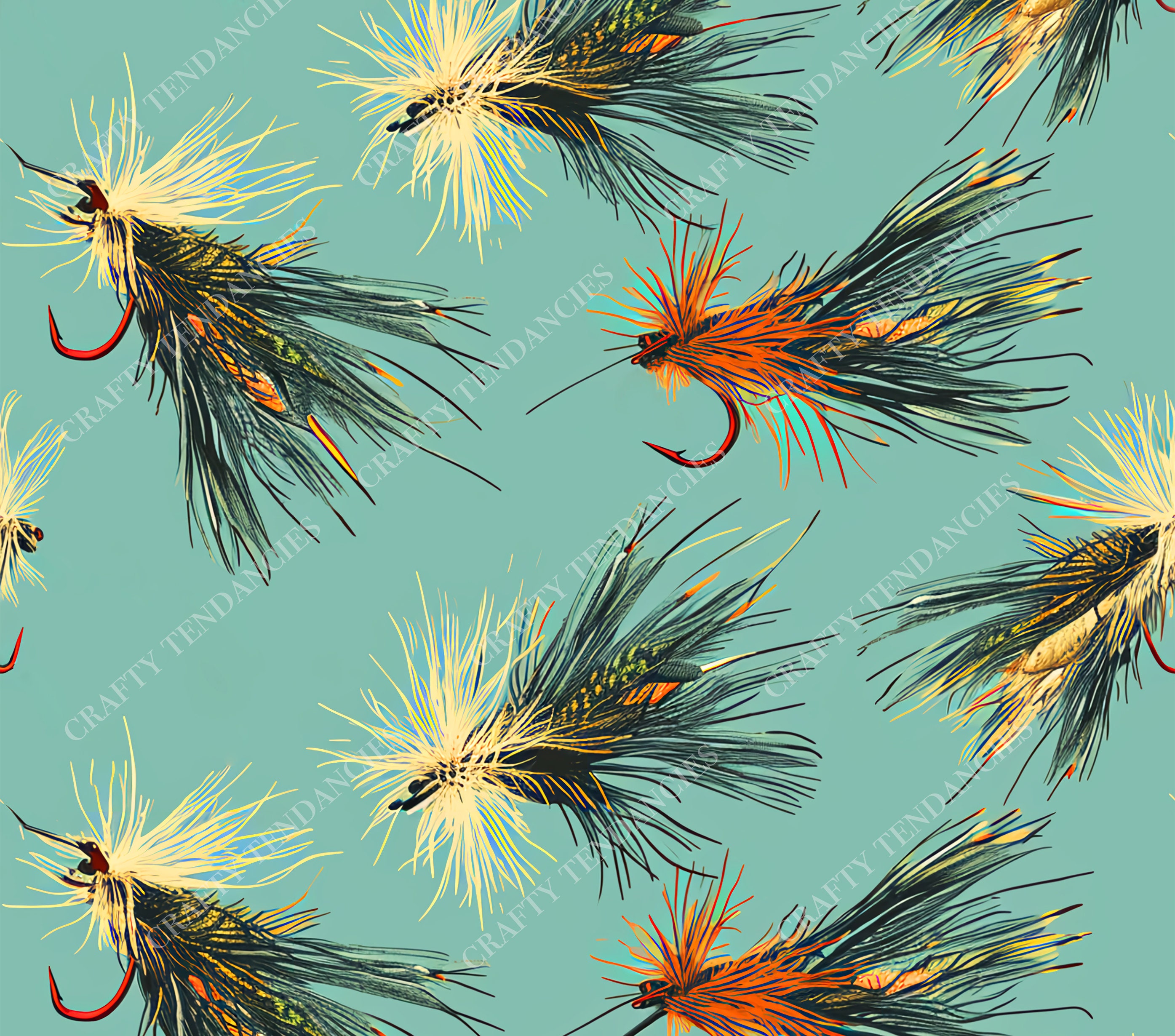 Fly Fishing Flies Tumbler Wrap for 20oz Skinny Tumblers, Fishing