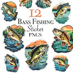Bass fishing clipart files for instant download, Bass PNG files for scrapbooking, Largemouth Bass clipart digital designs, fishing clipart