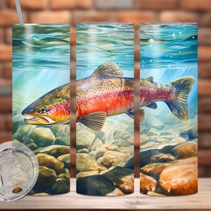 Cutthroat trout tumbler wrap for 20oz skinny tumblers, fish sublimation tumbler, fishing tumbler wrap template, fish tumbler wrap