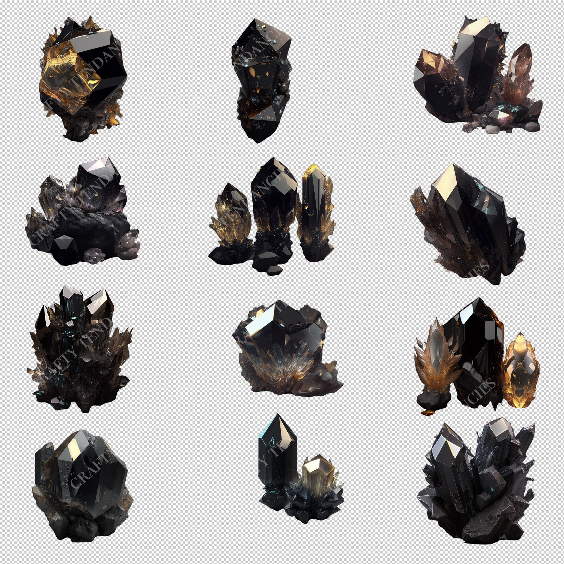 Onyx Crystal Clipart PNG Files for Instant Download Realistic Onyx ...