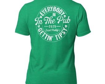 Maglietta divertente per il giorno di San Patrizio per papà, maglietta "Tutti al pub si ubriacano", regalo unisex per gli amanti della birra irlandese, maglietta per il giro dei pub del giorno di San Patrizio