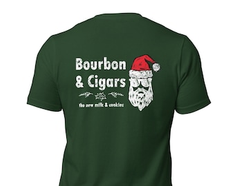 Camiseta Bourbon e Charutos: Camiseta Engraçada de Natal
