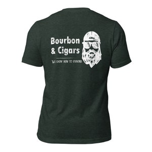 Bourbon & Cigars: We know how to Unwind T-Shirt, Bourbon Shirt, Cigar Shirt, Dad Gift, Dad Tee, Men's T-Shirt, Bourbon, Cigars, Bourbon Tee