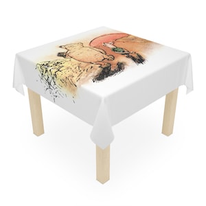 Winnie Puuh & Piglet Sunset Walk Tischdecke | Hundert Morgen Landkarte | Großes Quadrat aus Polyester | Lebhaft, langlebig, maschinenwaschbar