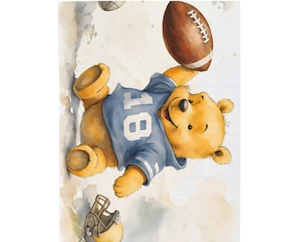 Coperta da calcio / Coperta morbida in peluche per bambini / Coperta Winnie the Pooh / Coperta artistica per bambini / Regalo orsetto per bambini e bambine