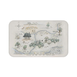 100 Acre Holz Karte Badematte | Große Winnie the Pooh Badematte für Erwachsene, Damen und Herren | Kinder Dekoration für Badezimmer | Kinder-Deko