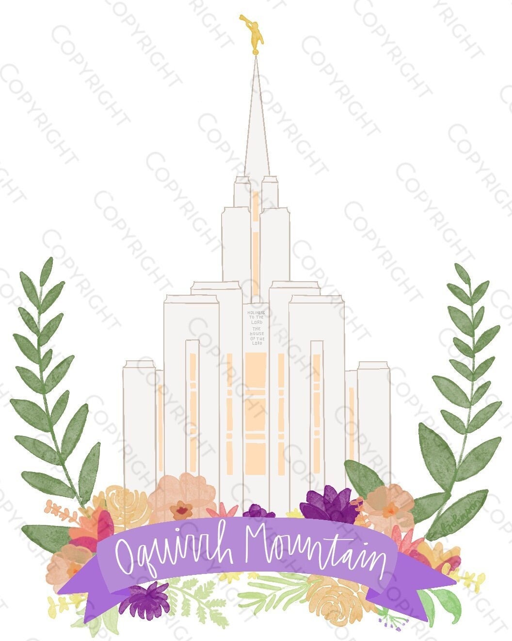 Oquirrh Mountain LDS Digitally Drawn Temple - Etsy