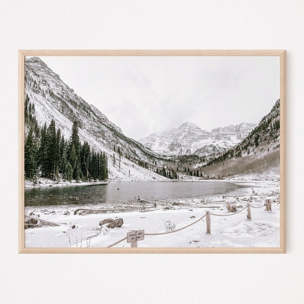 Maroon Bells Aspen Colorado Photography Prints, Custom Gallery Wall Print Winter Mountain View Poster