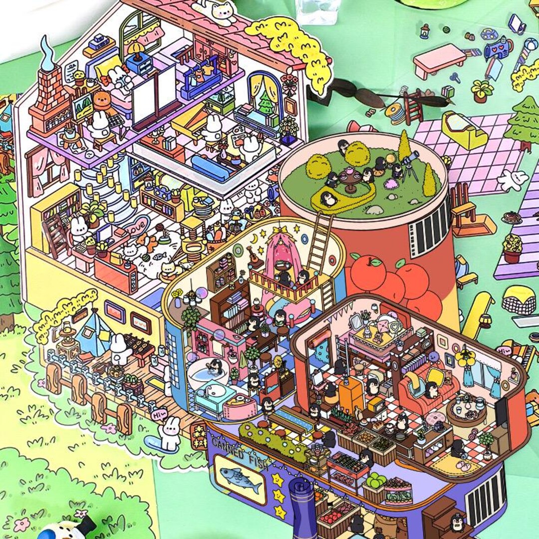 3D DIY Isometric Large Sticker Set 2 Scenes - Make Your Own: Forest ...