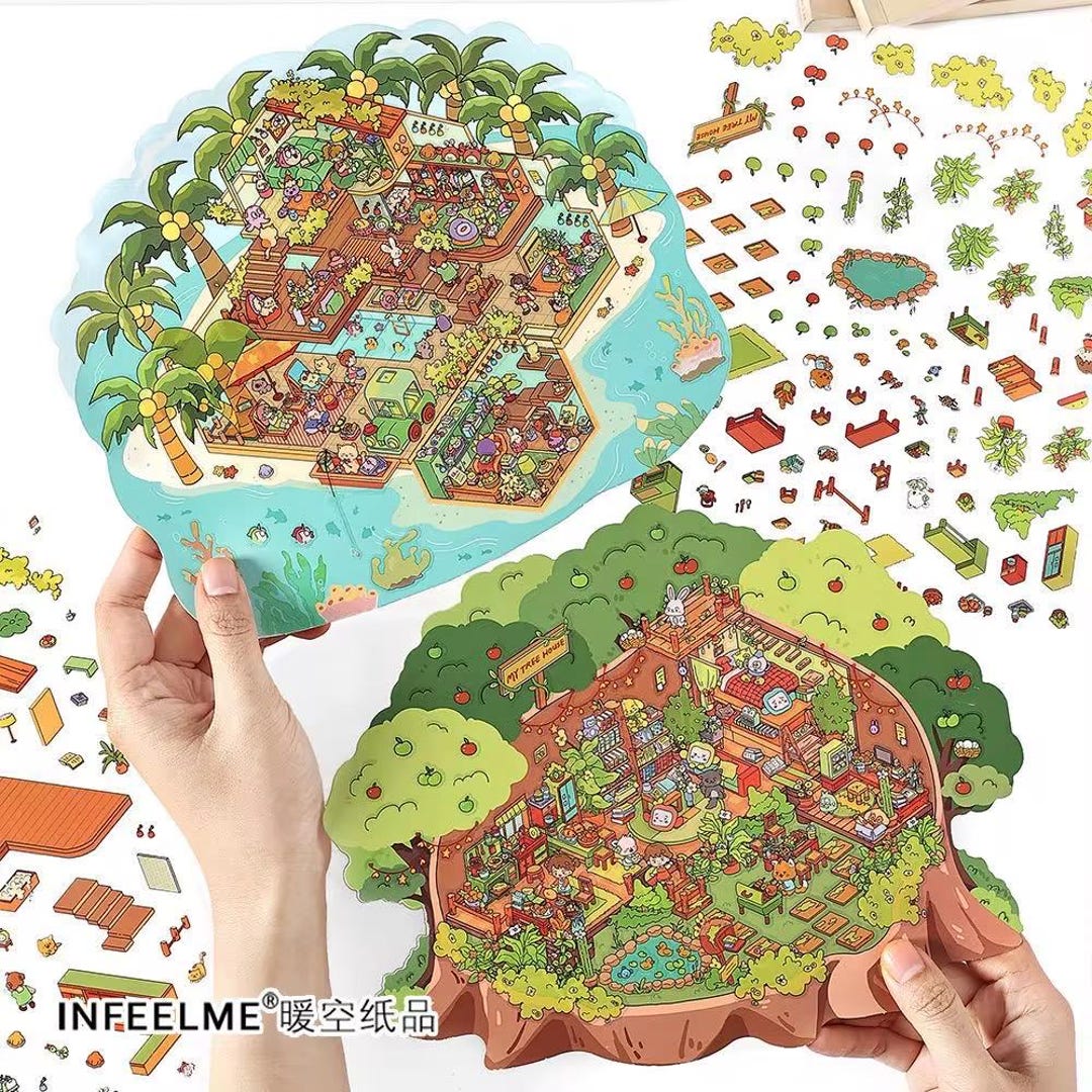 3D Isometric Big Sticker 2 Scenes - Make Your Own: Sea Studio|forest ...