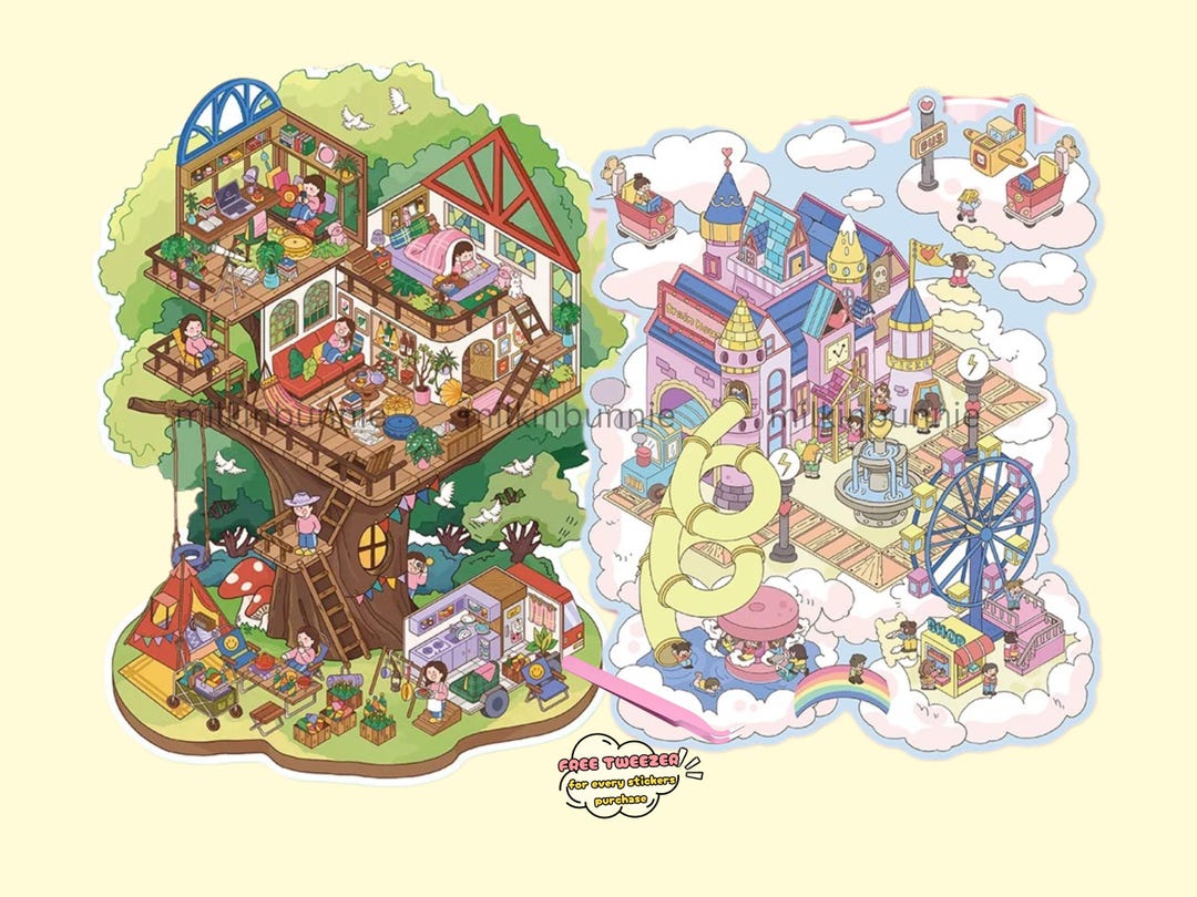 3D DIY Isometric Large Sticker Set 2 Scenes - Make Your Own: Sky Domain ...