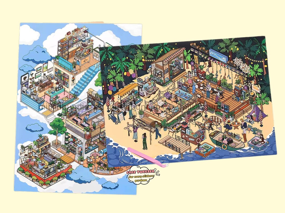 3D DIY Isometric Large Sticker Set 2 Scenes - Make Your Own: Island ...